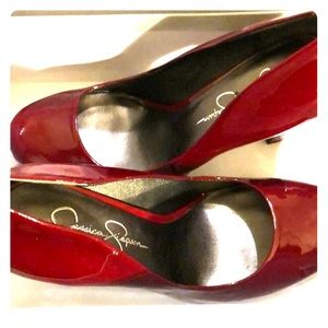 Jessica Simpson chili patent heels